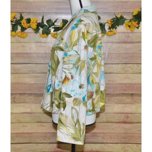 Sunset Cove Ladies L Lightweight Button Front Jacket Tropical Floral Vacation - Picture 7 of 12